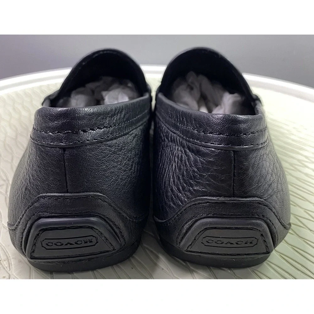 Coach Black‎ Leather Jake 6CM Men's Driving Loafer Shoes Signature C 7.5 M EUC